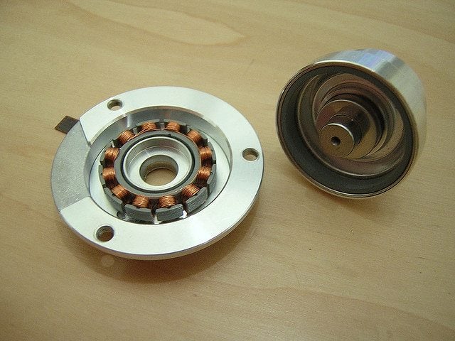 Hard drive spindle motor removed from chassis and dismantled