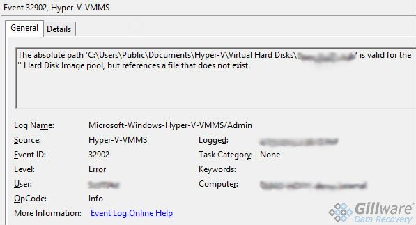 Missing VHD error message