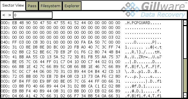 Screenshot of PGP header in Hombre software