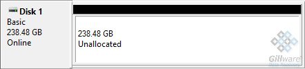 Unallocated SSD in Windows Disk Management