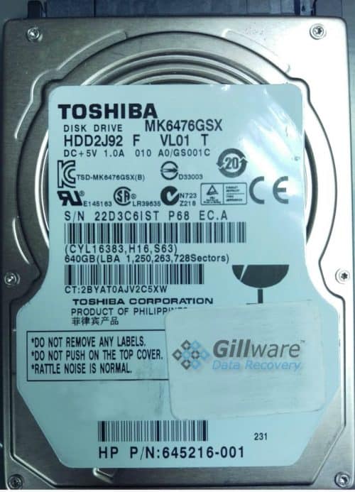 Toshiba HDD Recovery Case Study Hard Drive Clicking Gillware Inc.
