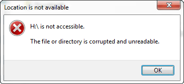 A common Hard Drive Not Detected error message in which an external hard drive is no longer accessible.