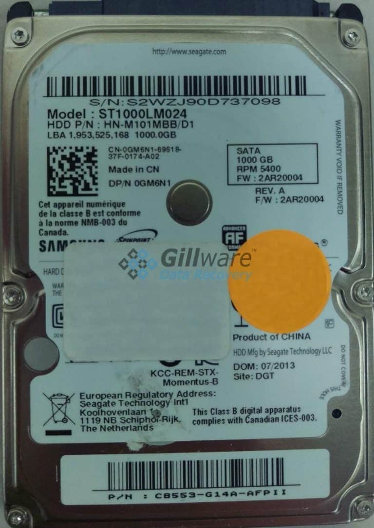 Samsung hard disk failure