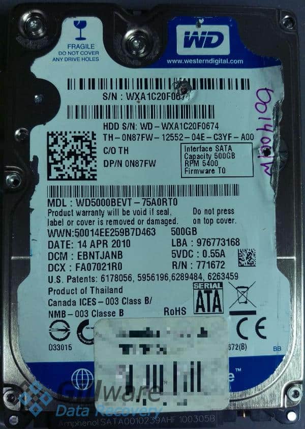 Our customer in this data recovery case came to us with a hard disk drive that had failed and was showing a BOOTMGR Image Error