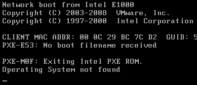 initializing boot cd-rom - device not found