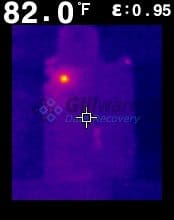 Shorted Samsung 850 EVO Pro circuit board under a thermal camera