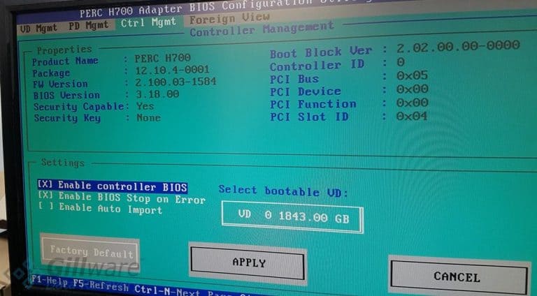 Dell T420 Server PERC H700 BIOS