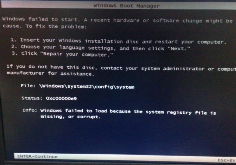 Lenovo data recovery: Hard drive 0xc000009 boot error