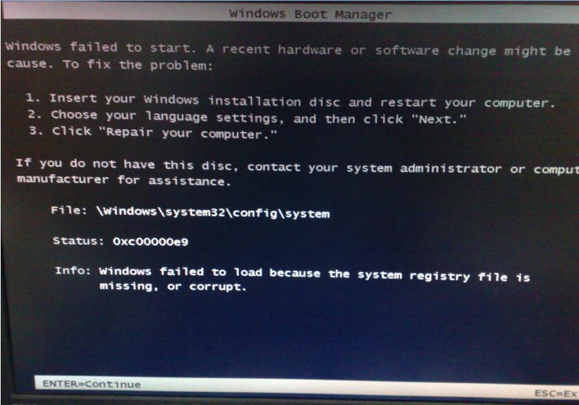 Lenovo data recovery: Hard drive error code 0xc00000e9