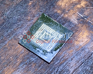 The eMMC chip from a tablet after careful removal for tablet data recovery purposes