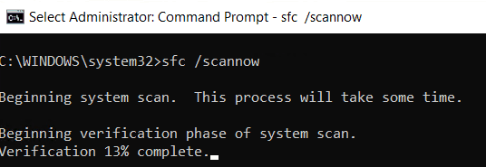 sfc/scannow screenshot