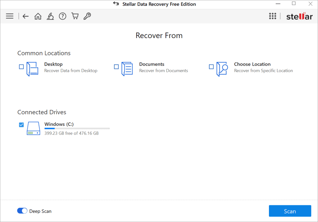 Stellar Windows Photo Recovery Select Storage Location