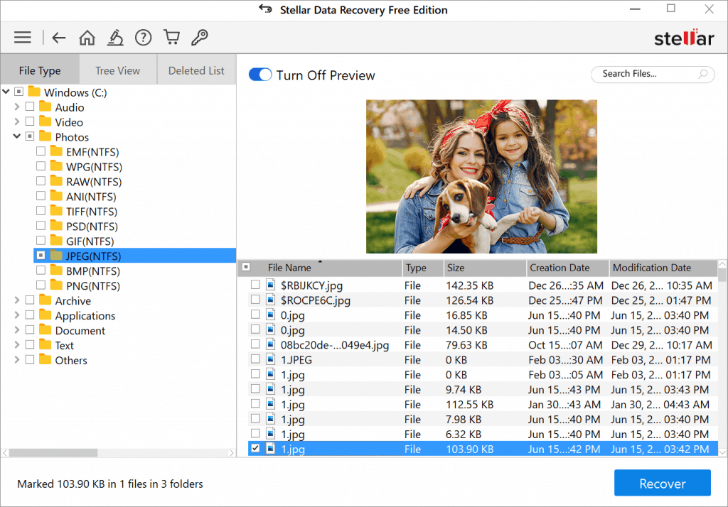 Stellar Windows Photo Recovery Preview and Recover
