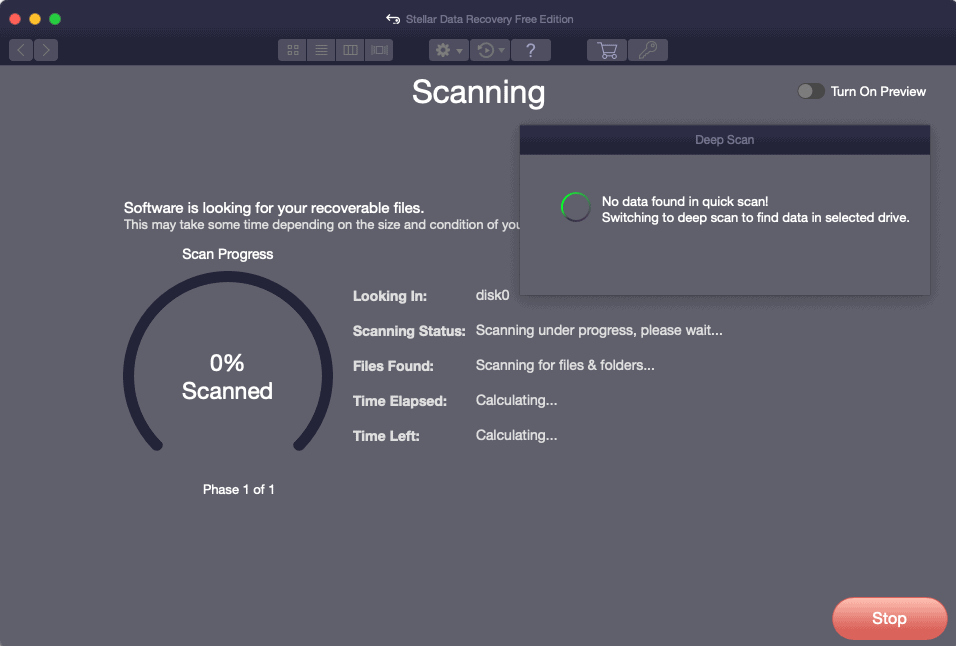 Stellar Mac Photo Recovery Scan in Progress
