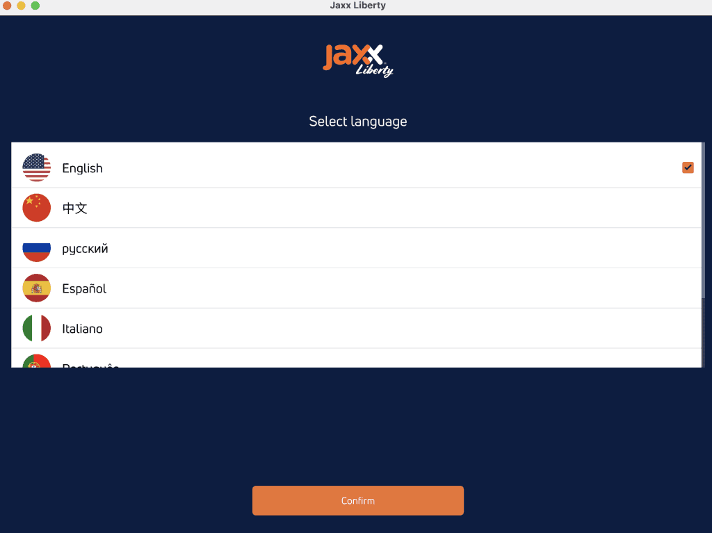 Select a language Jaxx