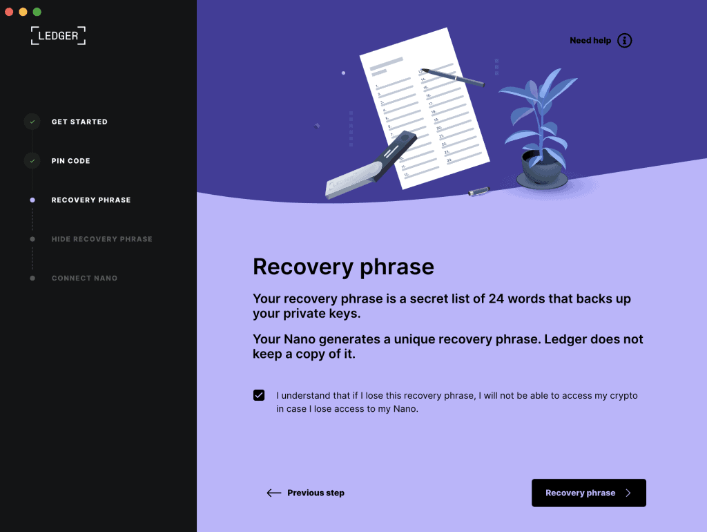 Copy your recovery phrase to an offline location