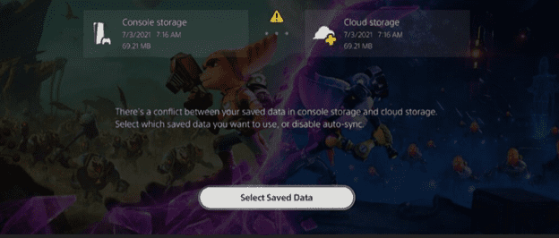 PS5 Corrupted Data Conflict Screenshot