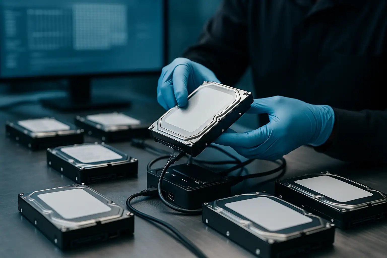 Storage Spaces ReFS volume recovery being performed in data recovery lab