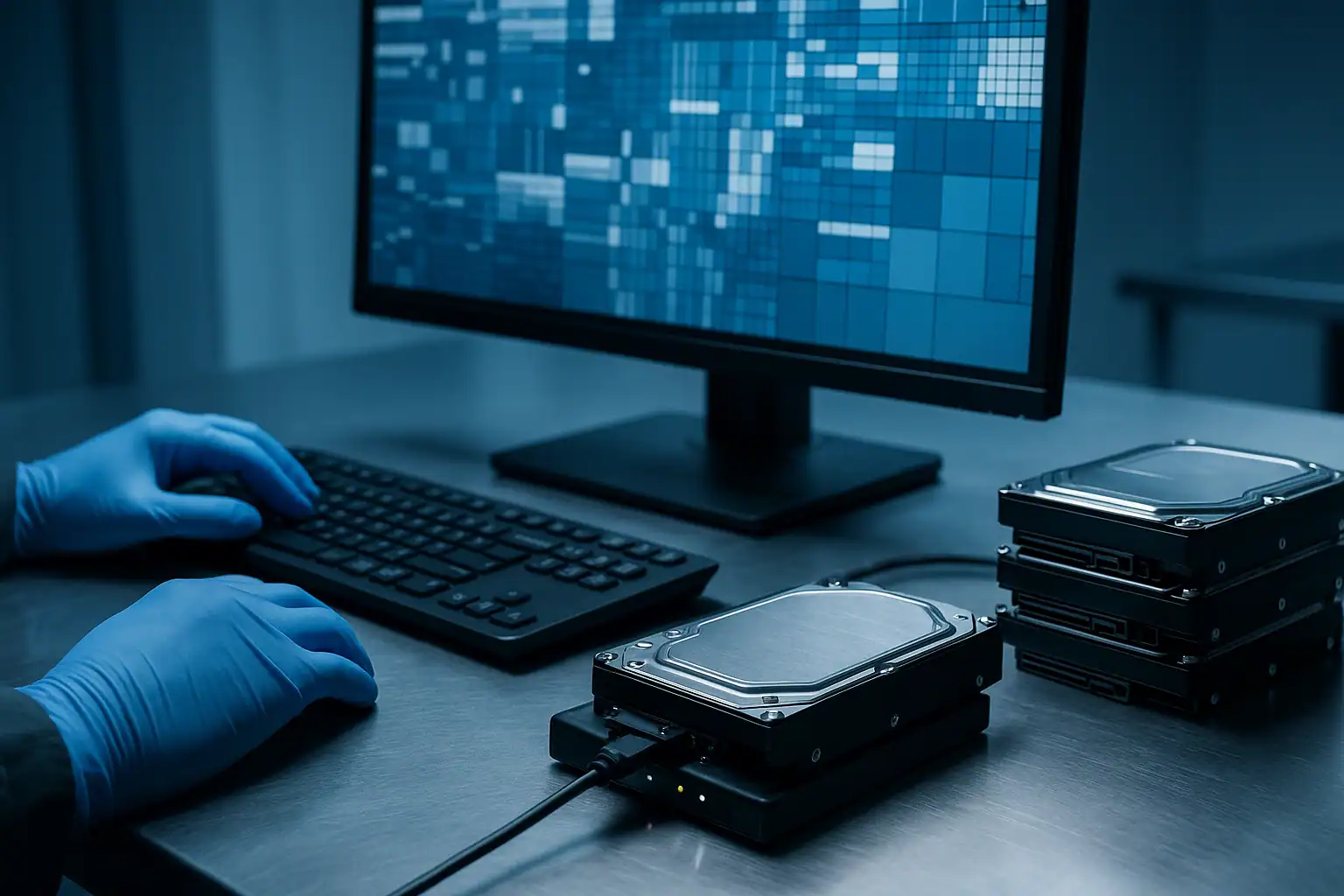 Veeam backup file corruption recovery being performed in data recovery laboratory