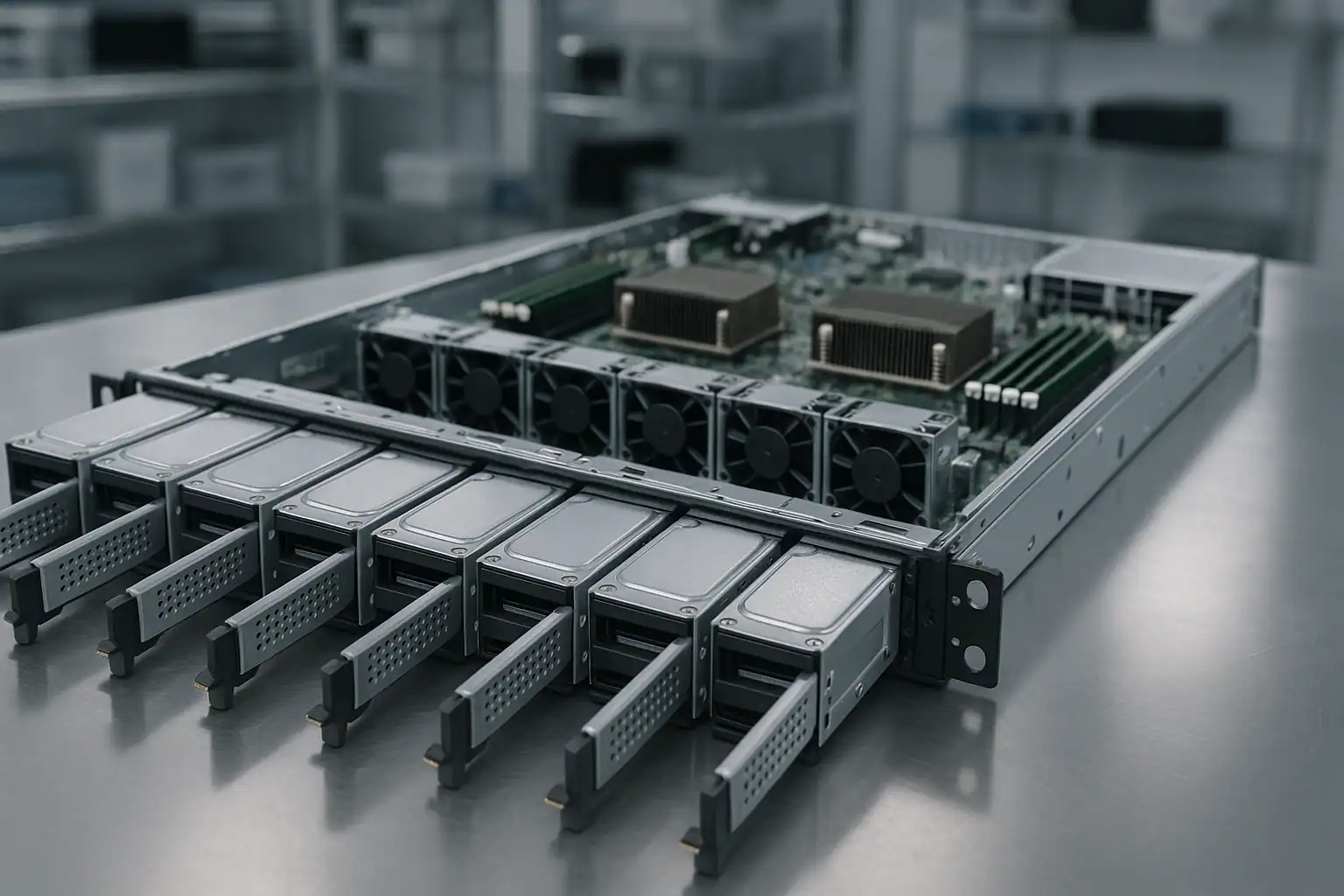 HPE ProLiant DL360 Gen9 1U rack server with hot-swap SAS drive caddies for data recovery