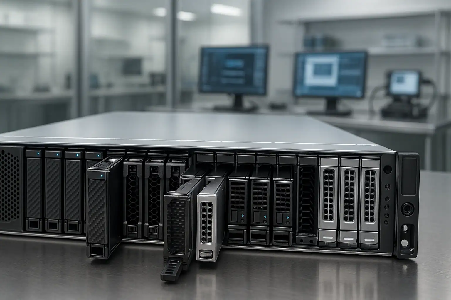 HPE ProLiant DL580 Gen10 enterprise server with mixed NVMe and SAS drives for data recovery