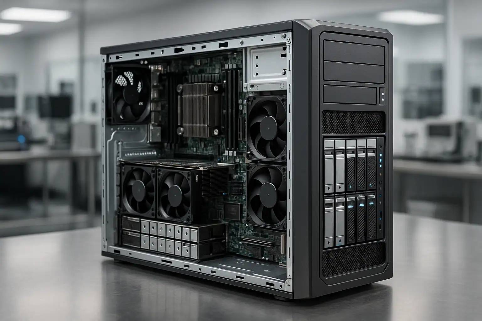 HPE ProLiant ML350 Gen10 tower server with NVMe and SAS drives for data recovery